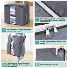 4pcs Zippered Clothes Storage Box Large Capacity Organizer