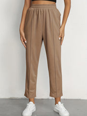 Elastic Waist Solid Casual Pants for Women