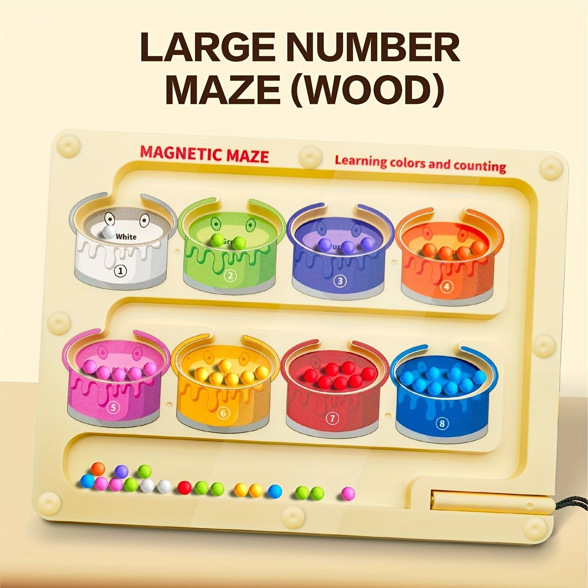 Magnetic Bead Board Maze Learning Toy for Toddlers Ages 3