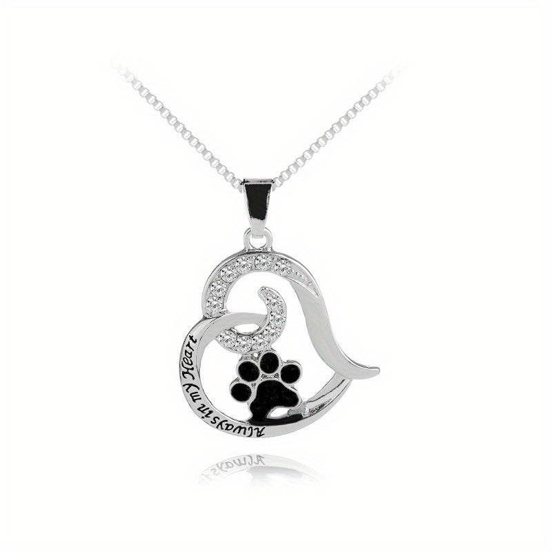 Heart Shaped Paw Pendant Necklace - Ideal Gift for Women