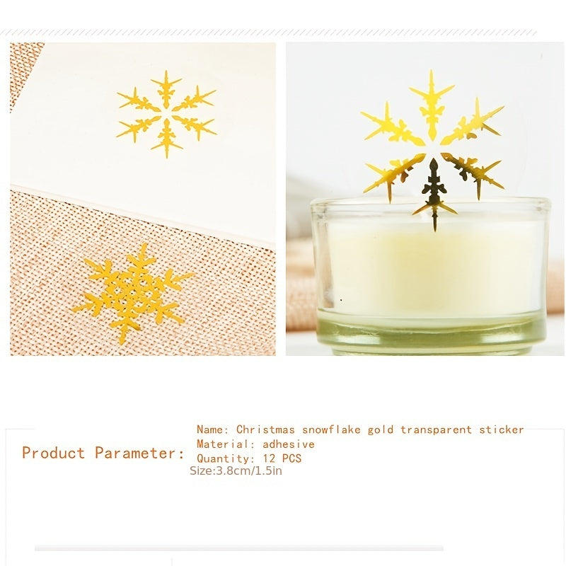 120 Snowflake Golden Transparent PVC Stickers DIY Christmas Labels