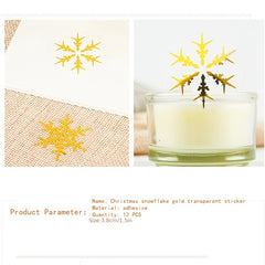 120 Snowflake Golden Transparent PVC Stickers DIY Christmas Labels