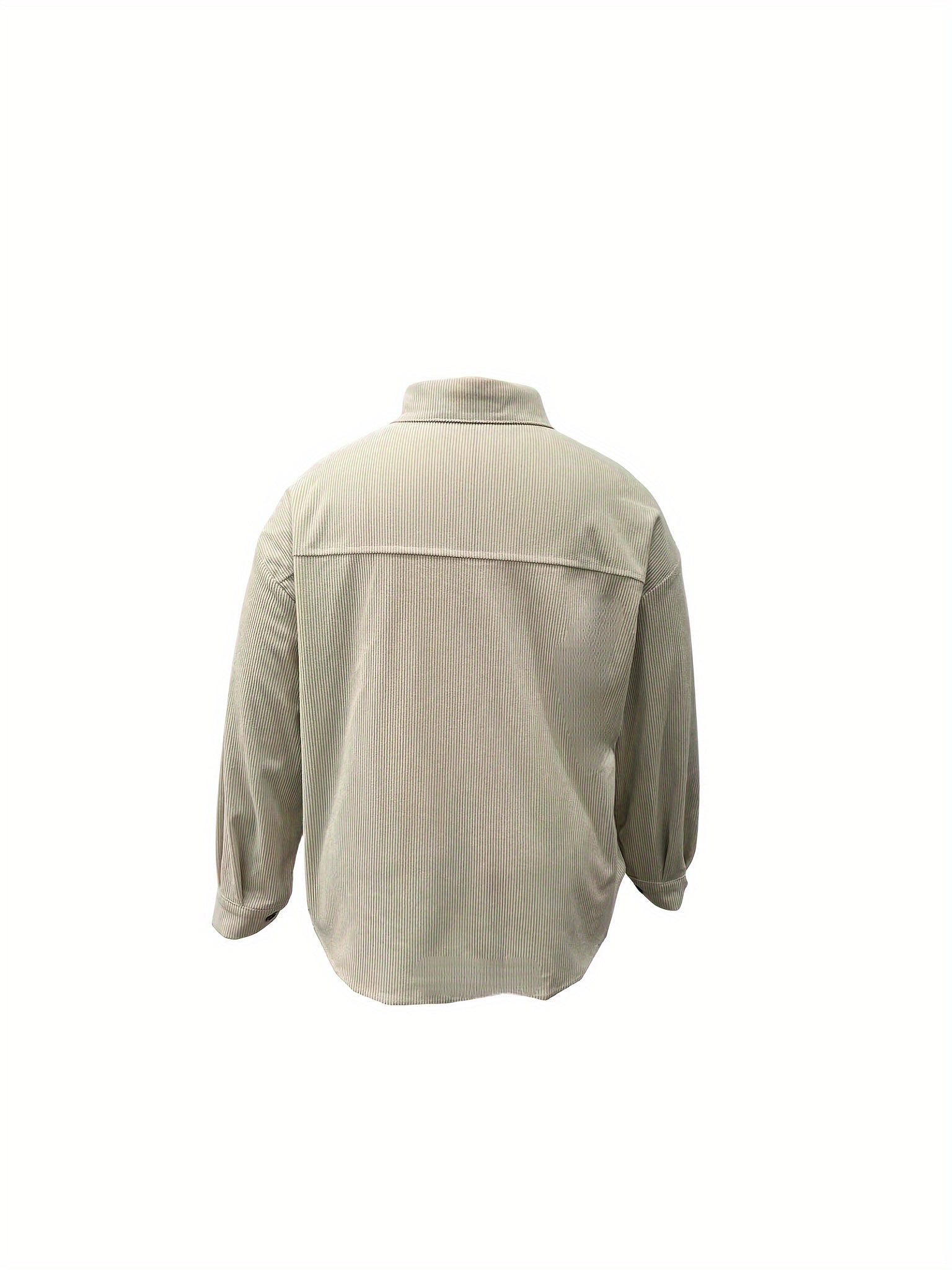  Corduroy Long Sleeve Button Up Collar Blouse