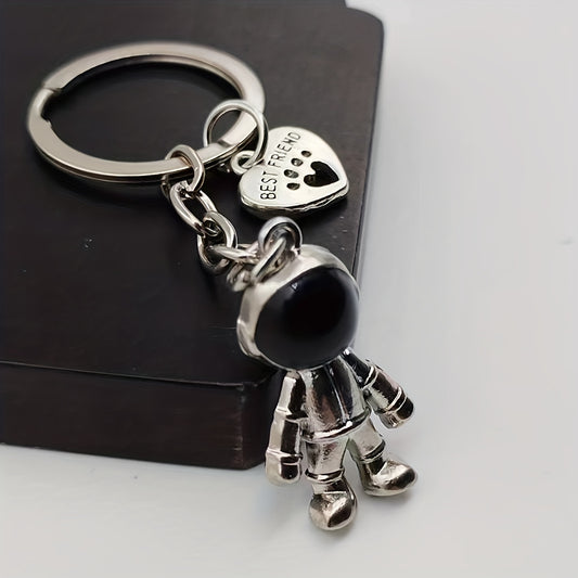 Heart Astronaut Keychain Alloy Backpack Purse Charm Key Ring