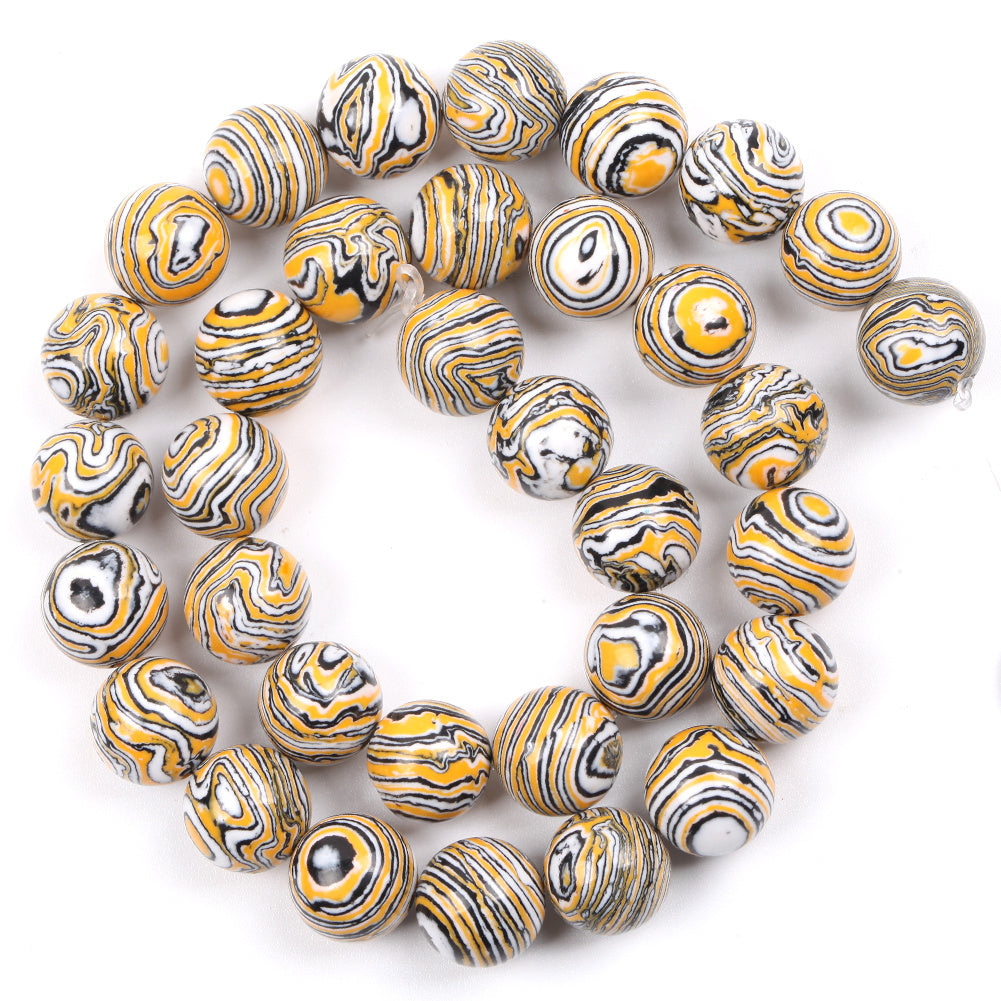 4mm Yellow Stripe Stone Loose Beads DIY Jewelry Making