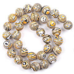 4mm Yellow Stripe Stone Loose Beads DIY Jewelry Making