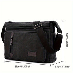 Men's Canvas Messenger Bag Solid Shoulder Satchel Durable Polyester Lining