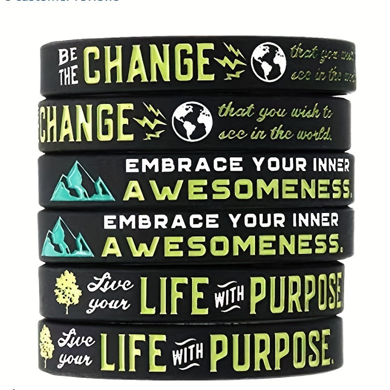 Silicone Inspirational Quote Bracelet - Motivational Rubber Wristband
