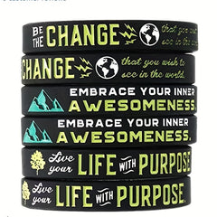 Silicone Inspirational Quote Bracelet - Motivational Rubber Wristband