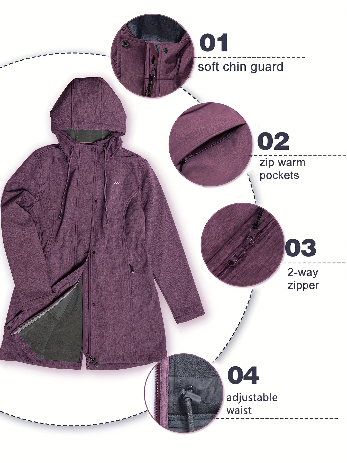 Women's Softshell Fleece Lined Hooded Jacket