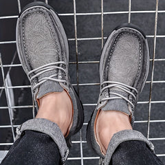 Men's Breathable Moc Toe Lace Walking Shoes