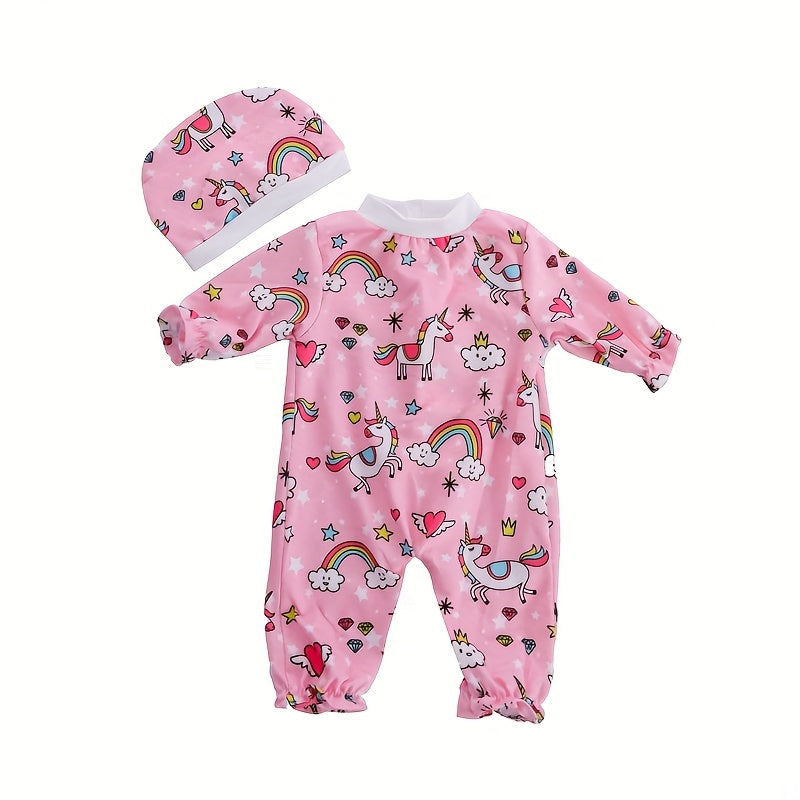 Unicorn & Shark Onesie Hat Set for 14-17 Inch Dolls