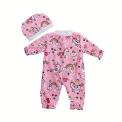 Unicorn & Shark Onesie Hat Set for 14-17 Inch Dolls