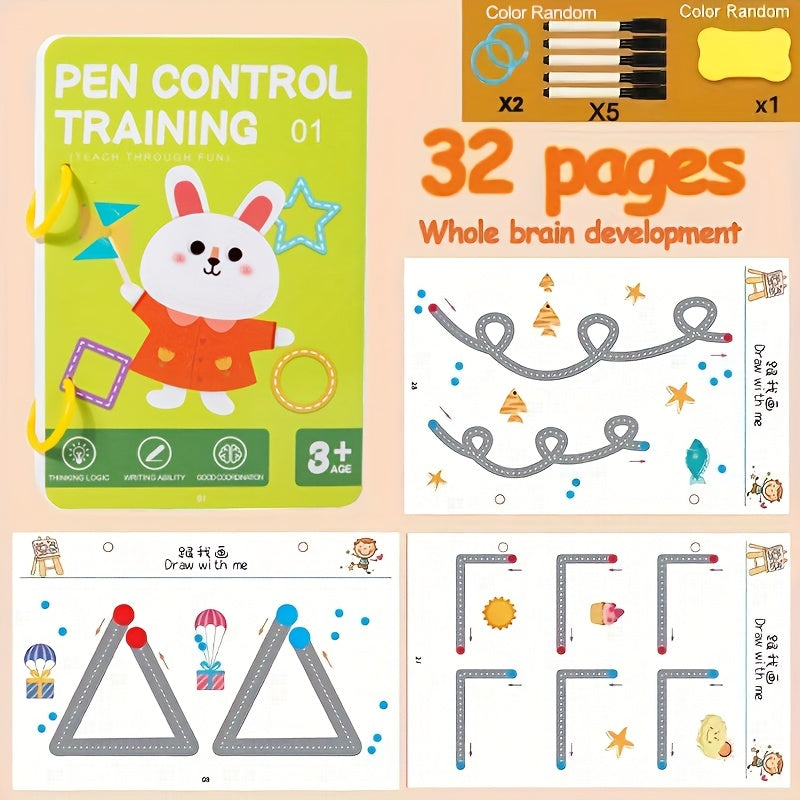 Kids' Pen Control Magic Workbook Set - Number & Alphabet Writing Practice