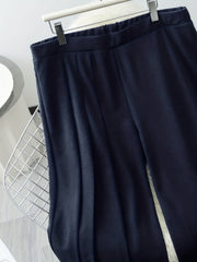  Solid Knit High Waist Wide Leg Pants