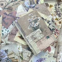 100 Vintage Scrapbook Paper Floral Botanical Grunge Diary DIY