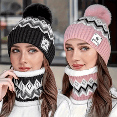 Cozy Winter Beanie Gray & Cable Pattern Ear Flap Hand Wash Festive Headwear