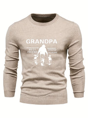 Grandpa Print Men's Casual Warm Mid Stretch Crew Neck Pullover Sweater