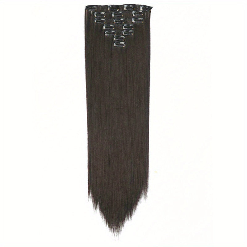 7pcs Straight Hair Extensions Full Head Clip Ins Double Weft Thick Hair 55-88 Cm