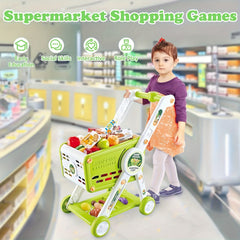 Mini Hand Pushed Shopping Cart Toy Doll Stroller Play Grocery Store Snack Basket