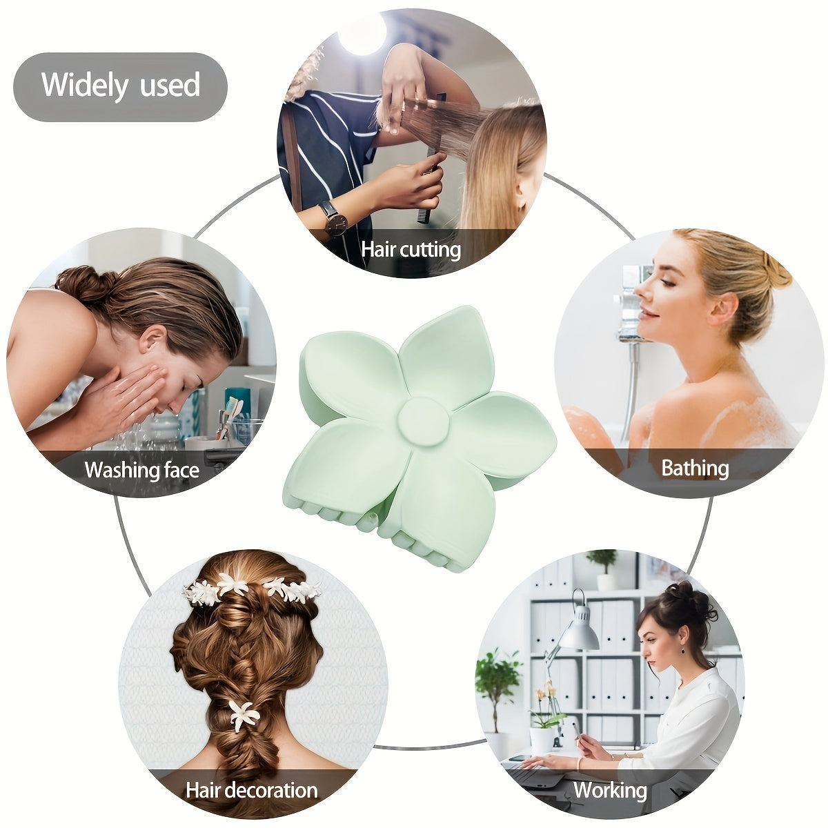 4pcs Solid Hair Claw Flower Shaped Hair Claw Sweet Nonslip Ponytail Holder