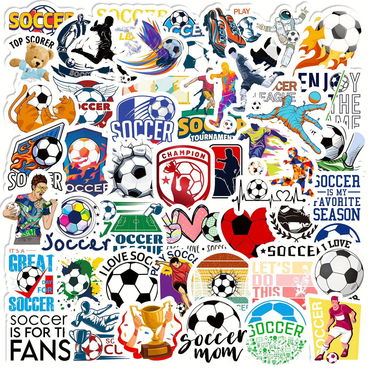 50pcs Football Star Team Graffiti Stickers Waterproof Decor