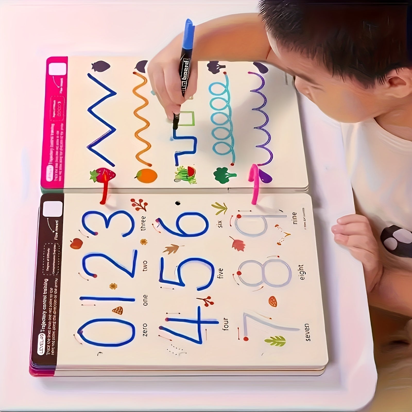 Math Workbook Set with 34 Pages, 4 Pens, Eraser, Colored Sheets