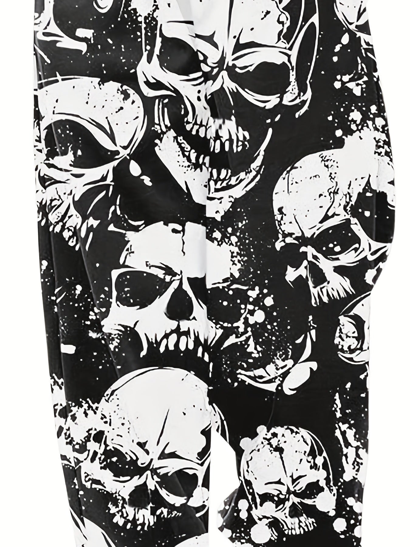 Women's Plus Allover Skull Print Elastic High Rise Straight Leg Trousers