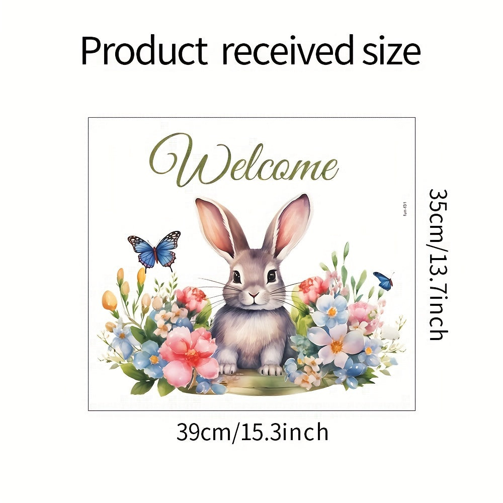 Rabbit Flower Butterfly Wall Sticker Welcome To Our Home Front Door Sign Decal