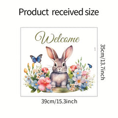 Rabbit Flower Butterfly Wall Sticker Welcome To Our Home Front Door Sign Decal