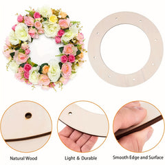 6pcs Wooden Wreath Frames DIY Christmas Crafts Unfinished Floral Hoop Rings