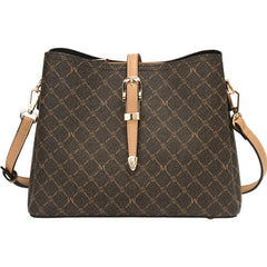 Vintage Argyle Crossbody Bag Adjustable Straps Zipper Square Shoulder Bag