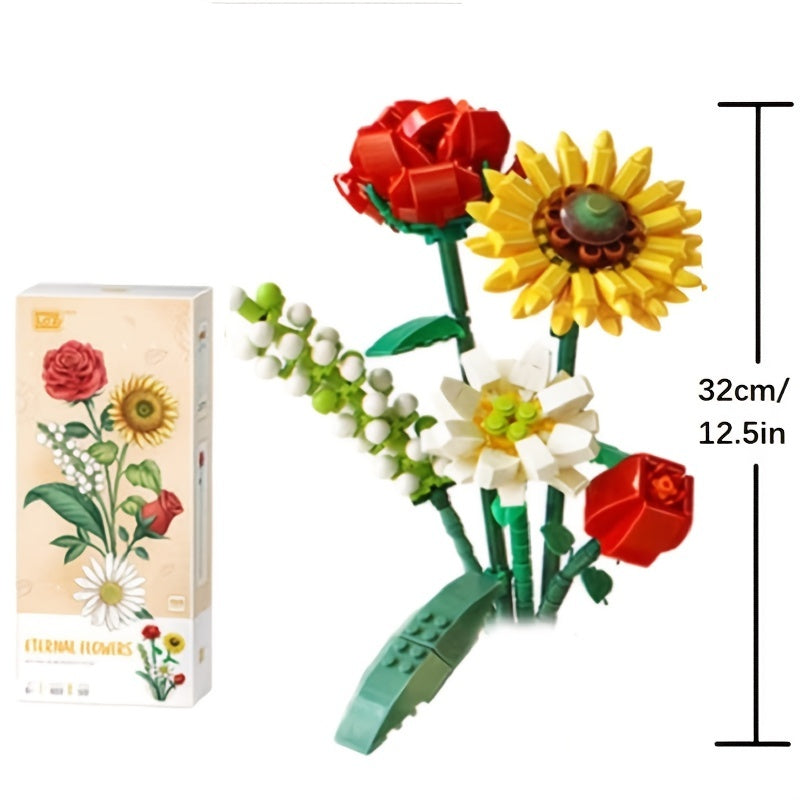 DIY Mini Flower Bouquet Building Blocks Set - Sunflower Rose Lily Fox