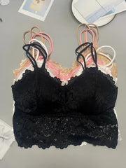 4pcs Wireless Lace Bras Comfy & Breathable Women's Lingerie