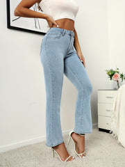 Sunflower Embroidery Flared Jeans Bell Bottom Wide Legs