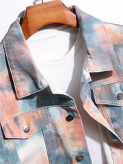 Men's Tie Dyed Denim Jacket with Pockets