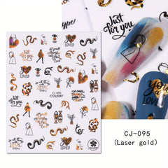 3D Graffiti Nail Art Stickers Abstract Line DIY Manicure Tips Decoration