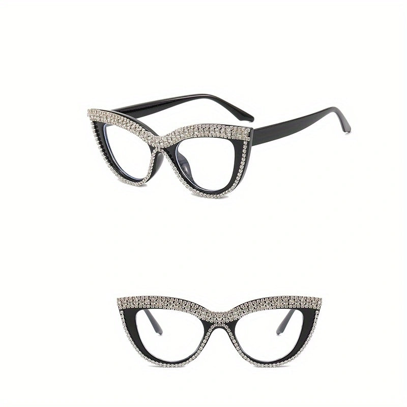 Cat Eye Rhinestone Glasses for Women Party Club Prop