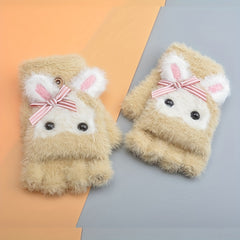 Kids Waterproof Half-finger Warm Gloves 6-15 Years