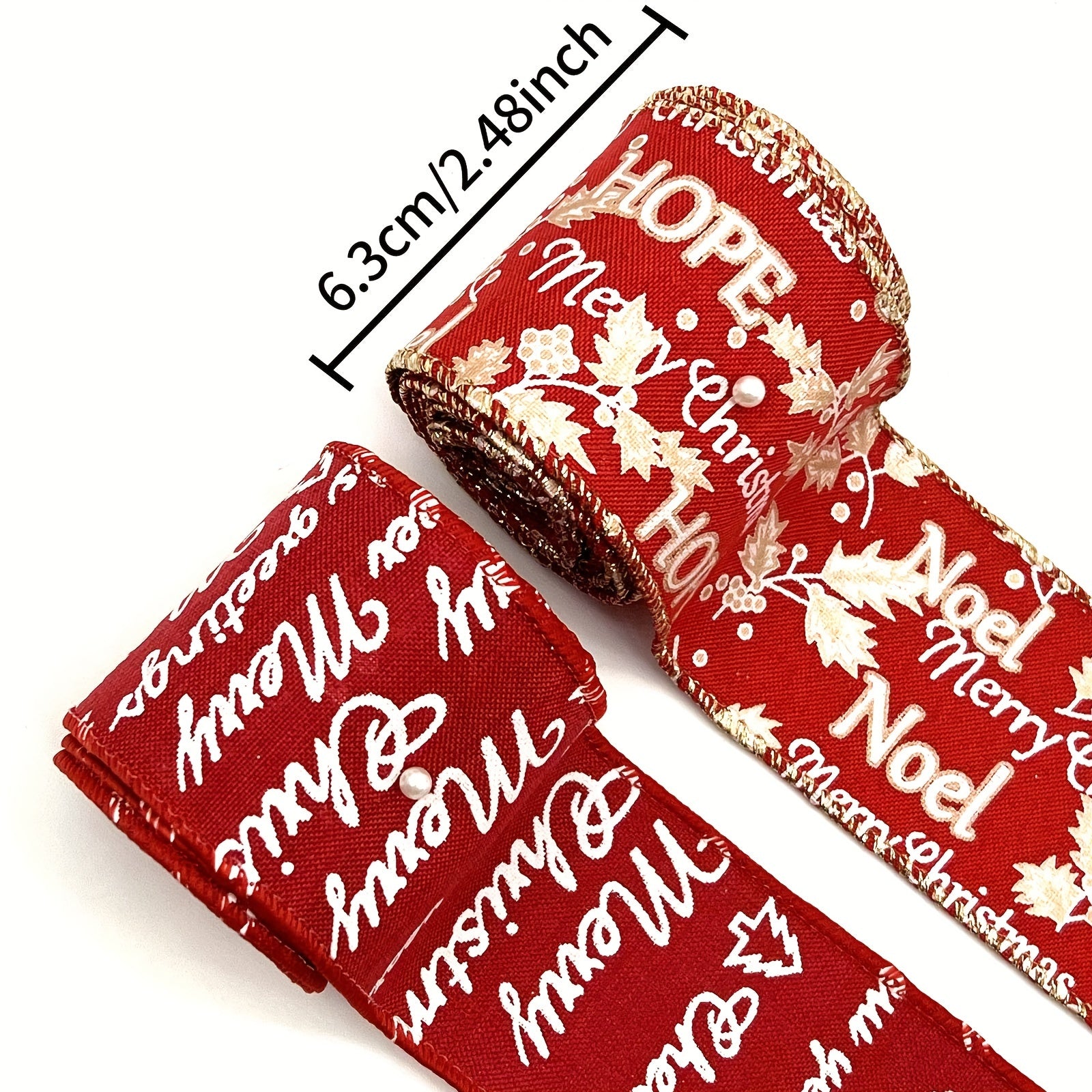 Christmas Wired Edge Ribbon Red Ribbon Merry Letter Ribbon For Gi
