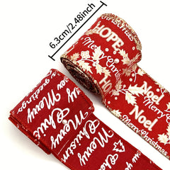 Christmas Wired Edge Ribbon Red Ribbon Merry Letter Ribbon For Gi