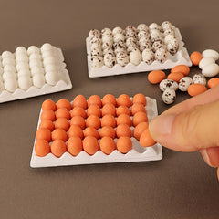 36pcs Simulation Egg Set with Egg Tray Small Statue Ornaments DIY Model Prop