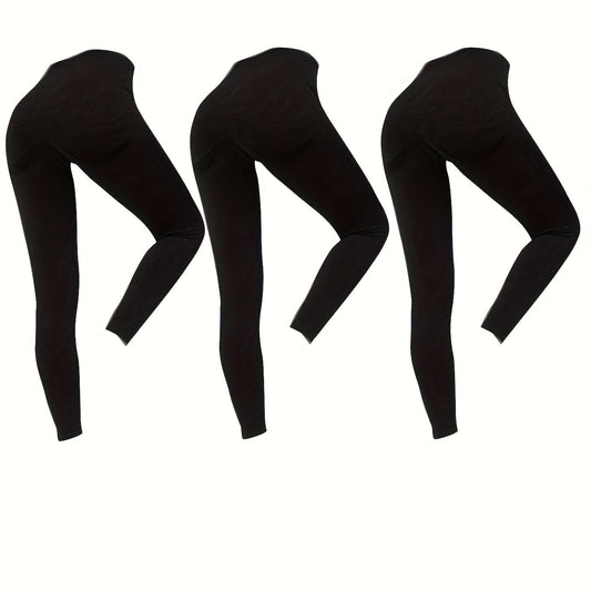 3 Pcs High Waist Elastic Yoga Leggings Tummy Control Sports Tights