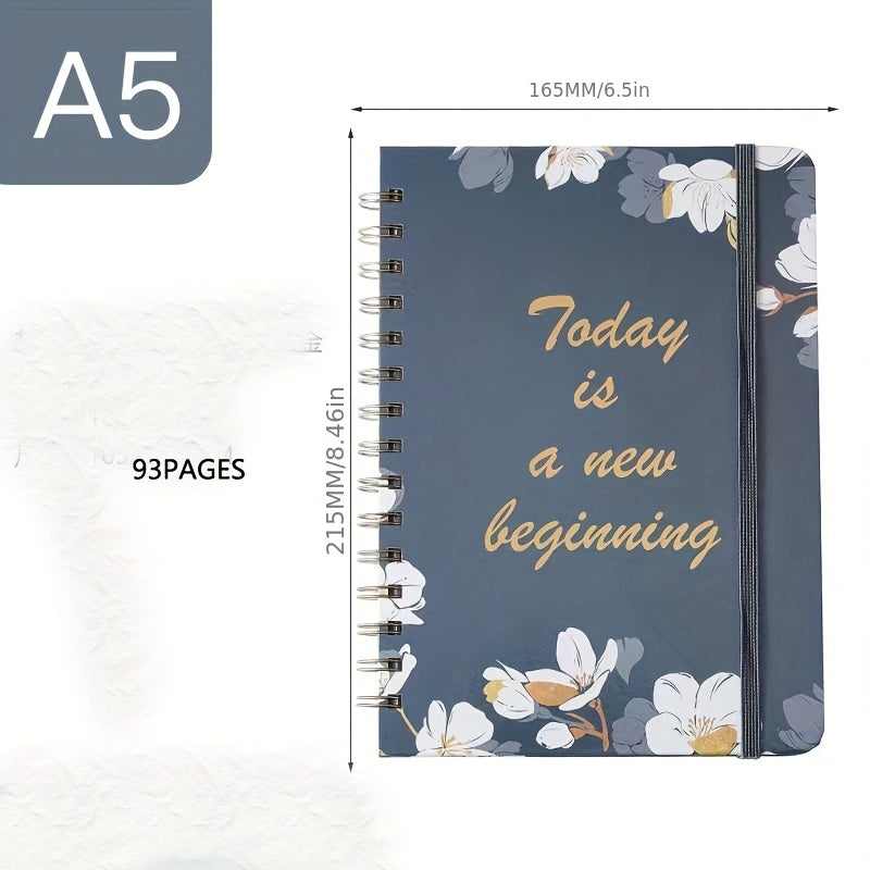 Flower Pattern Weekly Planner English Notepad Coil Schedule Book