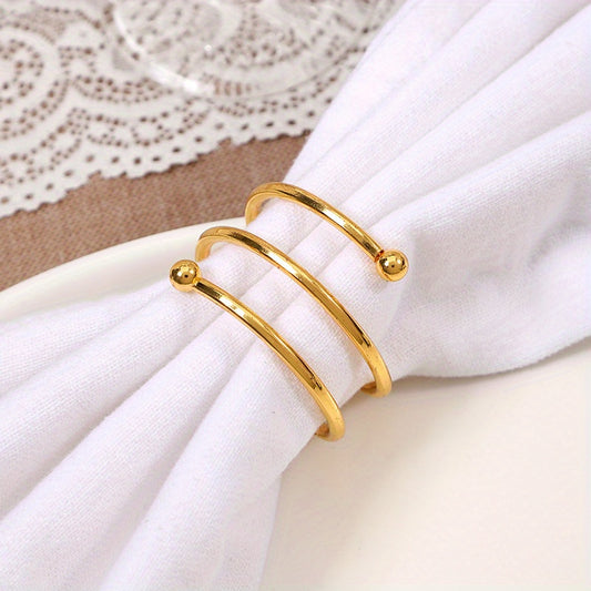 6pcs Golden Napkin Rings Cast Iron Carved Hollow Christmas Decoration