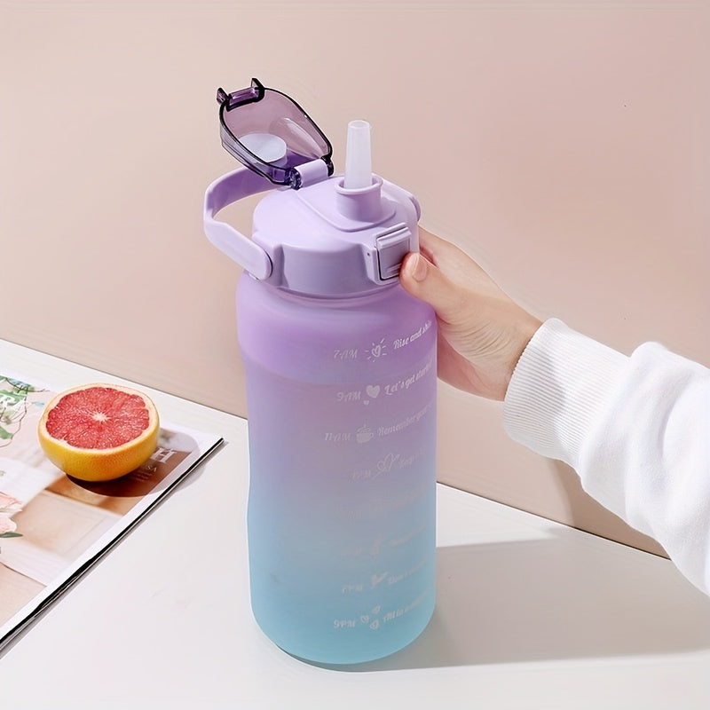 Gradient Straw Water Bottle 3 Pack Outdoor Fitness Cup School Travel