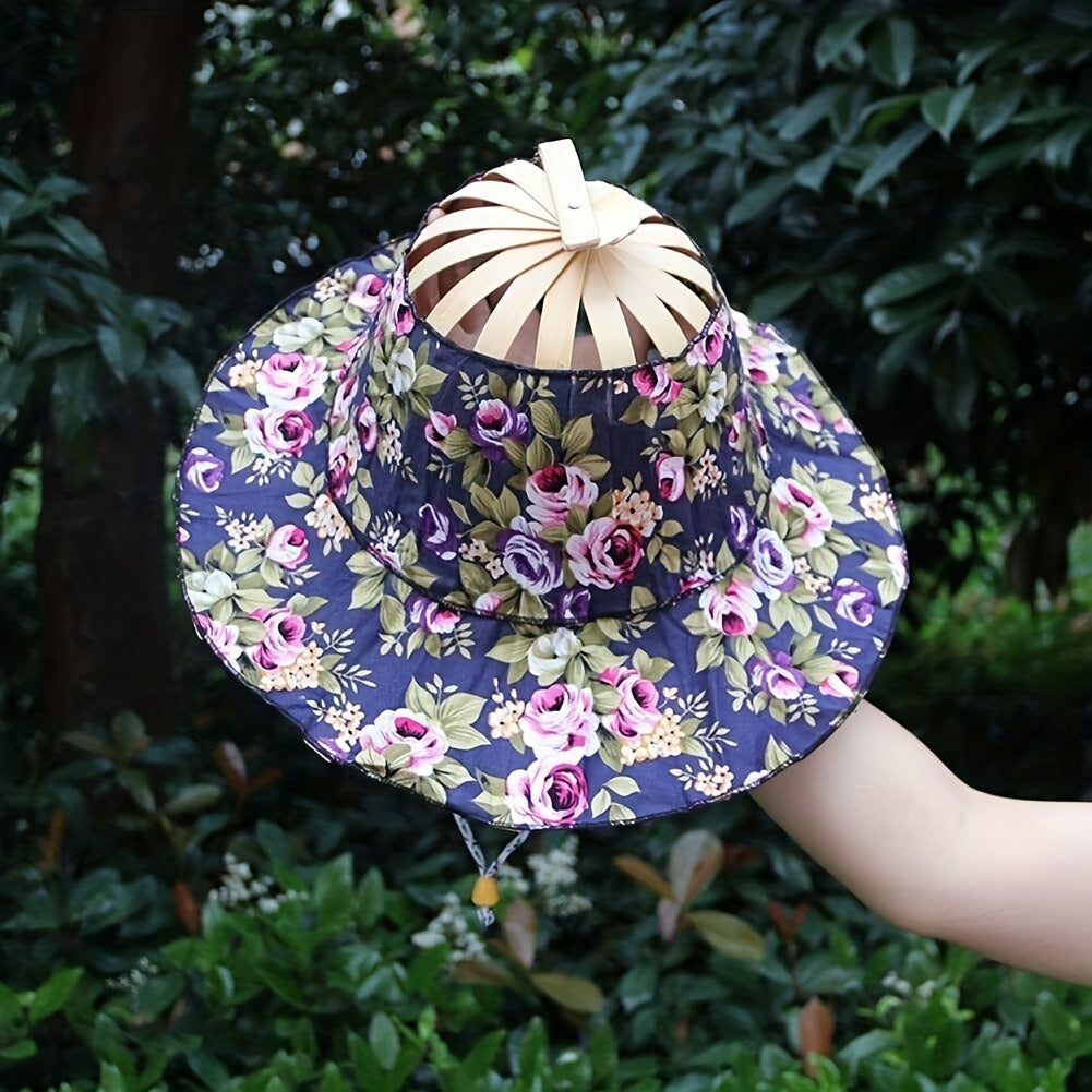 Portable Bamboo Hat for Women with Built in Fan