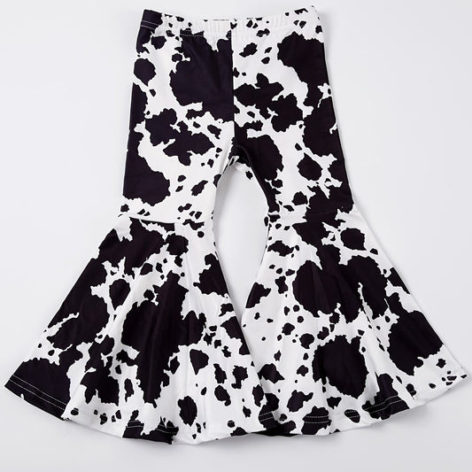 Baby Girls Leopard Plaid Print Flare Leg Pants Elastic Waist Pants