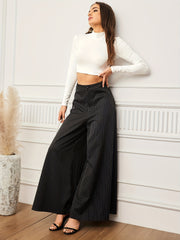 Stripe Print Wide Leg Pants Casual Loose Pants