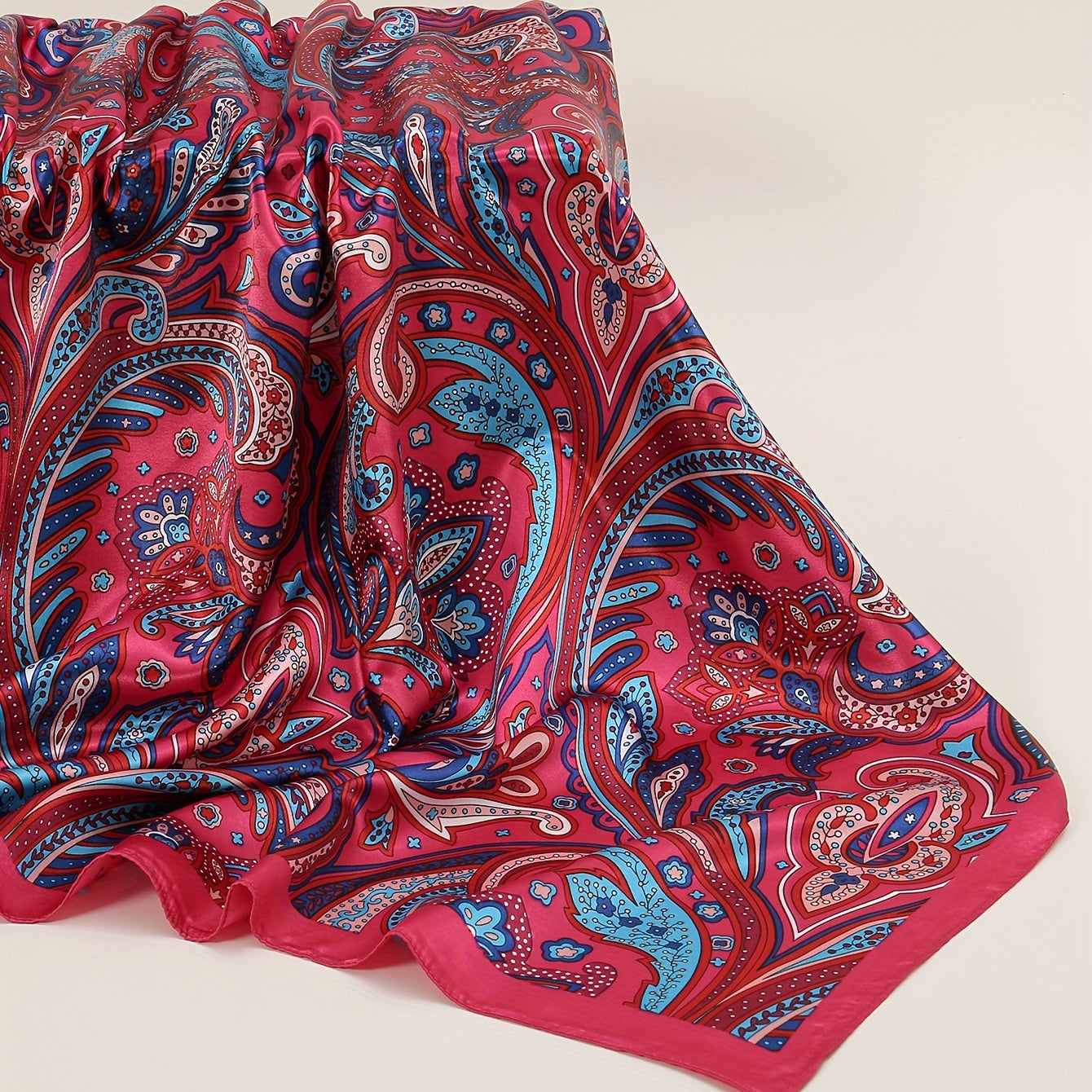 Boho Phoenix Tai Print Bandana Satin Shawl Silk Square Scarf